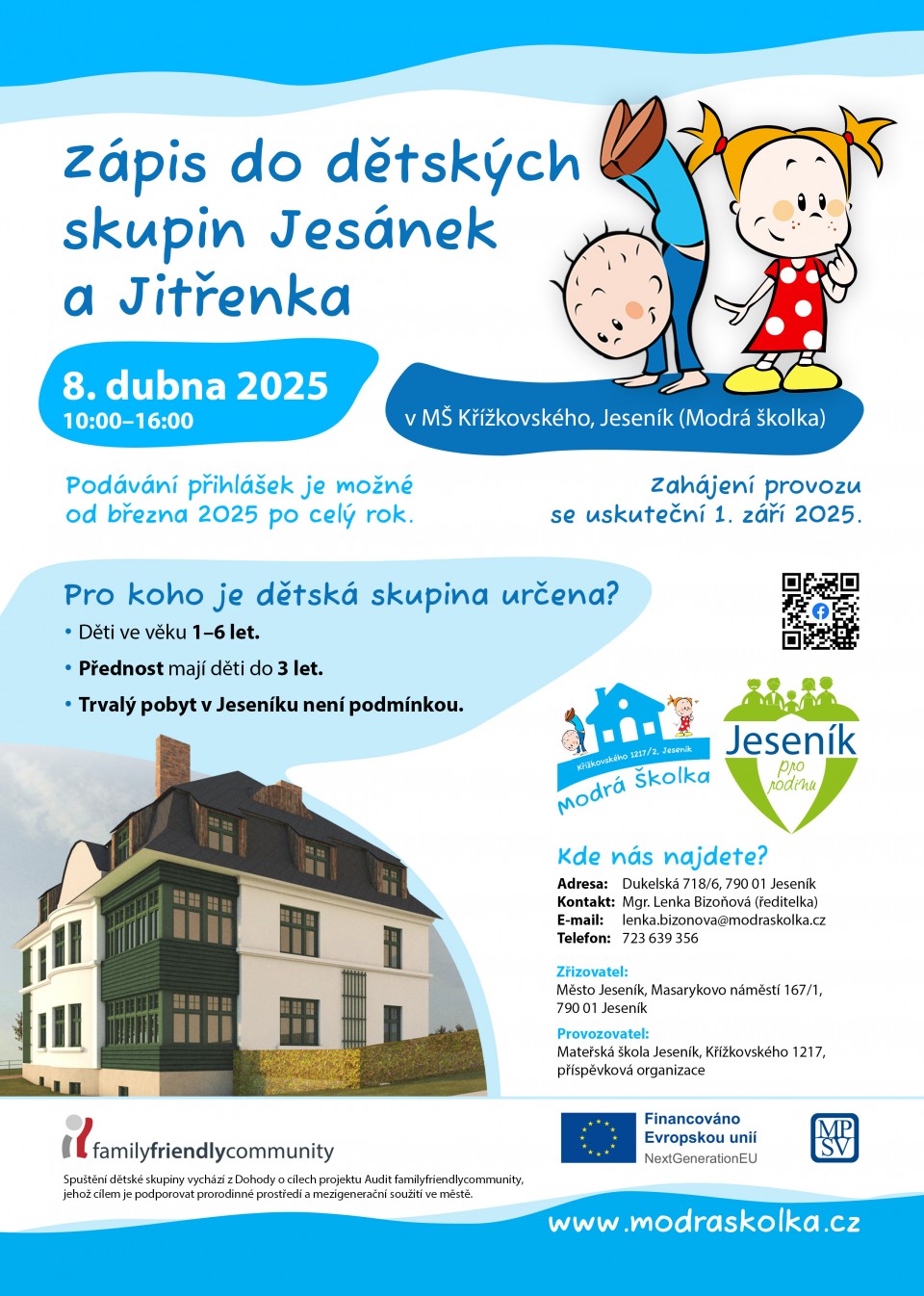 Dětská skupina bude prostorem pro radost, zábavu a bezpečný růst těch nejmenších