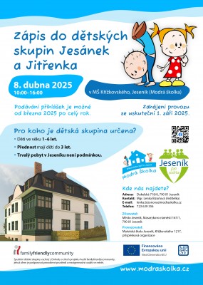Dětská skupina bude prostorem pro radost, zábavu a bezpečný růst těch nejmenších