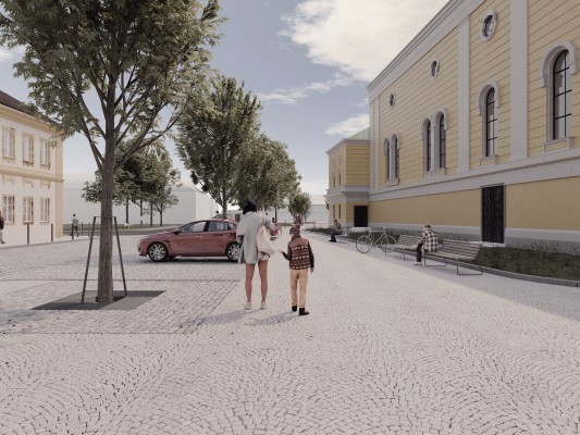 Vizualizace budoucí podoby prostoru před kostelem