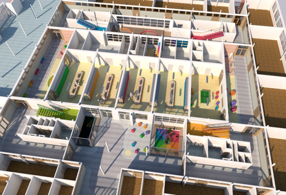 Studie obnovy ZŠ Jeseník - vizualizace přízemí